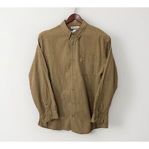 Vintage Columbia Men’s XL Tan Black Plaid Button Down Long Sleeve Hiking